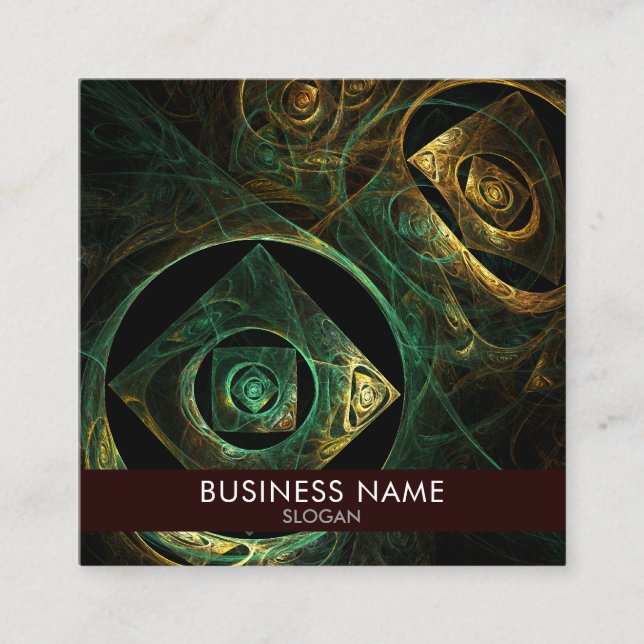 Magical Vibrations Abstract Fractal Art Design Square Business Card (Front)