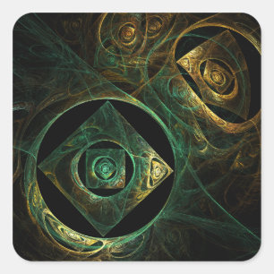 Magical Vibrations Abstract Fractal Art Design Square Sticker
