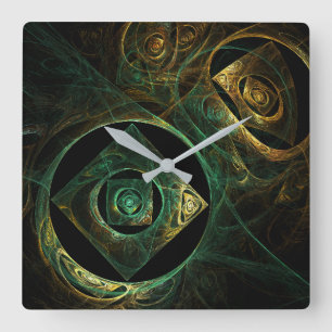 Magical Vibrations Abstract Fractal Art Design Square Wall Clock