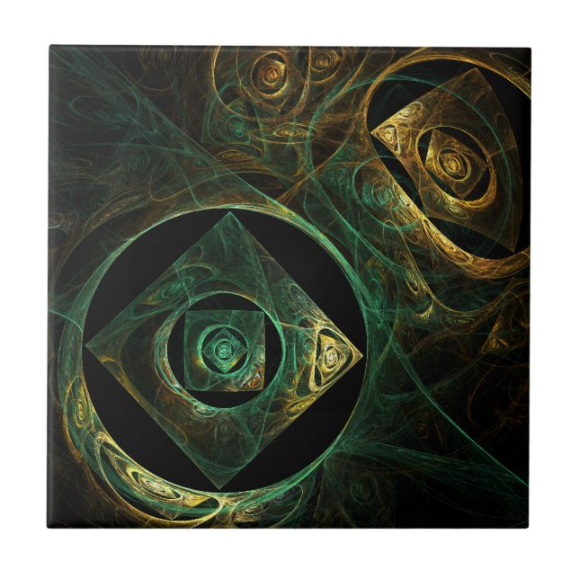 Magical Vibrations Abstract Fractal Art Design Tile (Front)