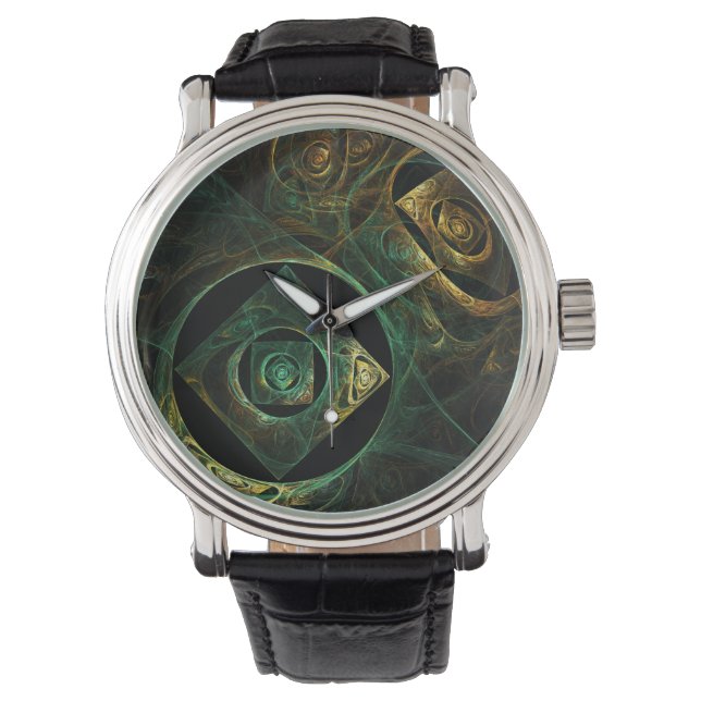 Magical Vibrations Abstract Fractal Art Design Watch (Front)