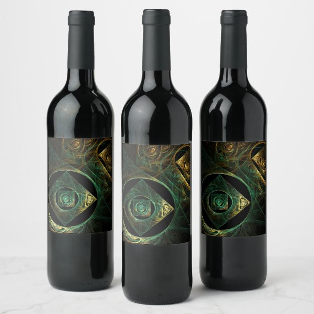 Magical Vibrations Abstract Fractal Art Design Wine Label (Bottles)