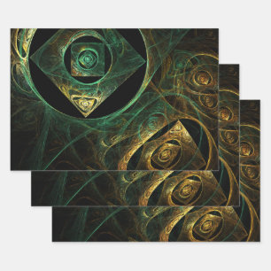 Magical Vibrations Abstract Fractal Art Design Wrapping Paper Sheets
