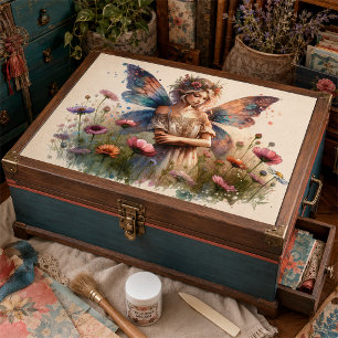 Magical Vintage Bohemian Flower Fairy, Decoupage  Tissue Paper