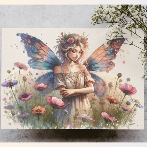 Magical Vintage Bohemian Flower Fairy Decoupage  Tissue Paper