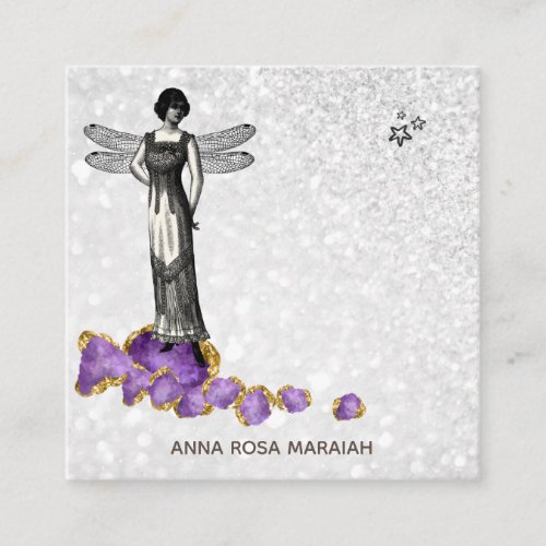  Magical Vintage Fairy Amethyst Jewels  Square Business Card
