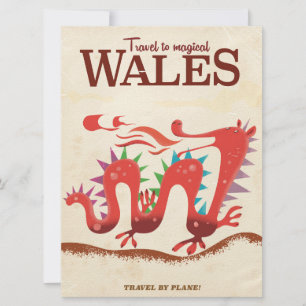 Magical Wales Dragon travel poster Invitation