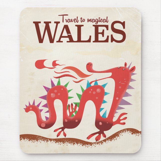 Magical Wales Dragon travel poster Mouse Pad (Front)