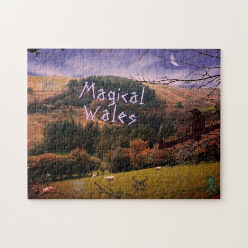 Magical  Wales Pennant Valley Mystery Symbol Raven Jigsaw Puzzle