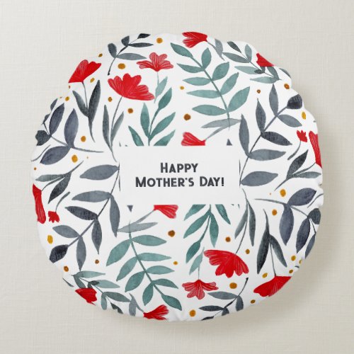 Magical Watercolor Garden Mothers Day Round Pillow