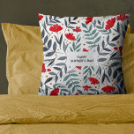 Magical Watercolor Garden Mother's Day Throw Pillow<br><div class="desc">Happy mother's day watercolor botanical illustration pattern with magical red flowers and gray branches. Personalize this with your name,  business,  or anything you like!</div>