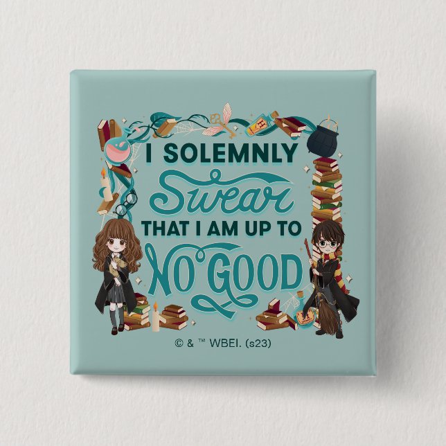 Magical Watercolor "I Solemnly Swear" Button (Front)