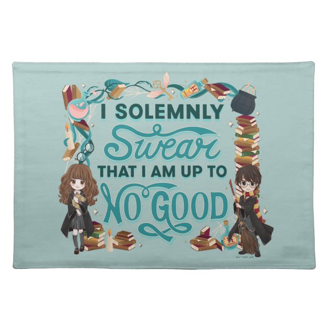 Magical Watercolor "I Solemnly Swear" Cloth Placemat (Front)