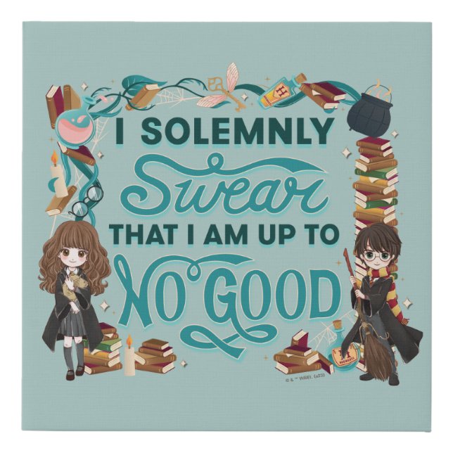 Magical Watercolor "I Solemnly Swear" Faux Canvas Print (Front)