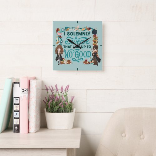 Magical Watercolor I Solemnly Swear Square Wall Clock