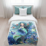 Magical Watercolor Mermaid Personalized Kids  Fleece Blanket