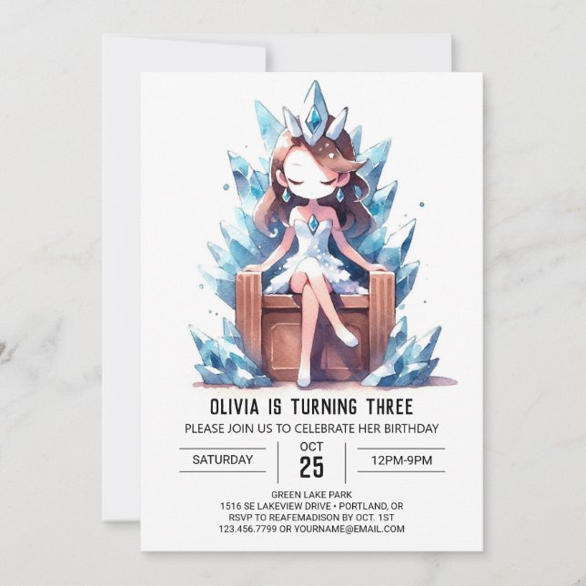 Magical Watercolor Princess Birthday Invitation (Front)