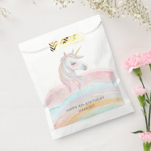 Magical Watercolor  Rainbow Unicorn Birthday Favor Bag