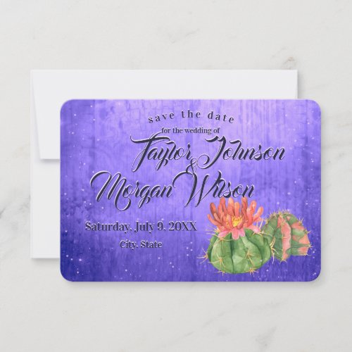 Magical Watercolor Succulents purple Save the Date Invitation