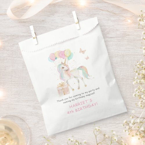 Magical Watercolor Unicorn Any Age Birthday Favor Bag