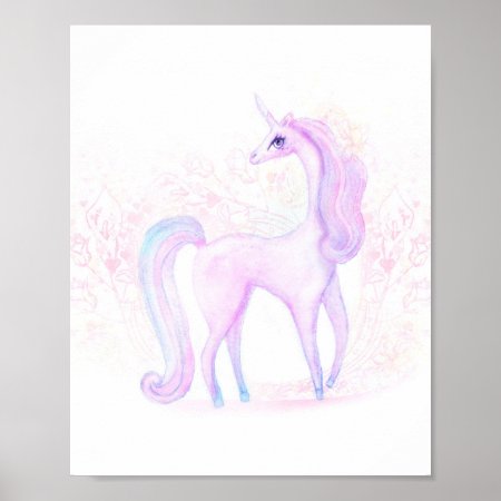 Magical Watercolor Unicorn Art Poster
