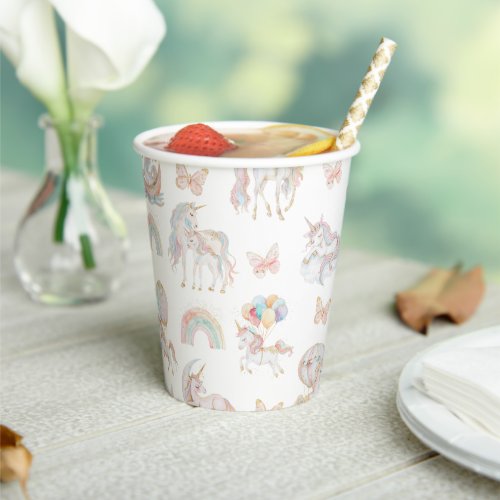 Magical Watercolor Unicorn Birthday Paper Cups