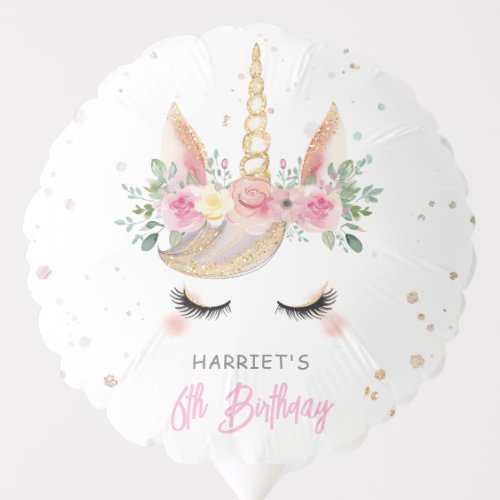 Magical Watercolor Unicorn Face Birthday Balloon