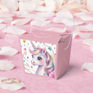 Magical Watercolor Unicorn Girl Birthday Party Favor Boxes