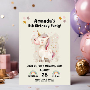 Magical Watercolor Unicorn Party Invitation