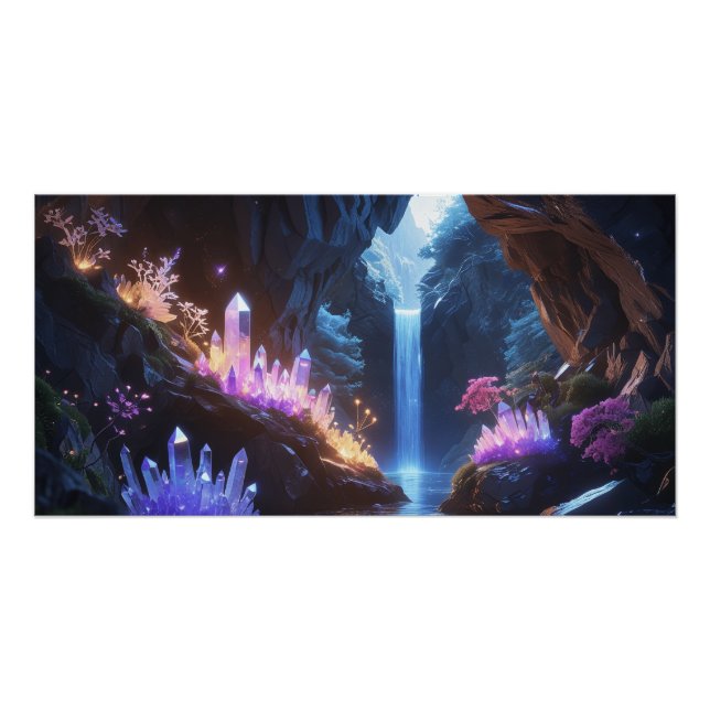 Magical Waterfall Crystal Cave Poster (Front)