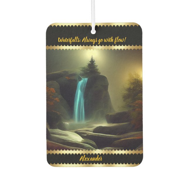 Magical waterfalls at night, uniquely yours air freshener (Front)
