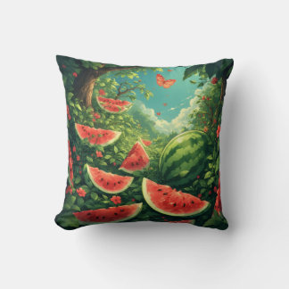 Magical Watermelon Garden – Nature Fantasy Blanket Throw Pillow