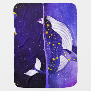 Magical Whale: Dark Ocean Night Baby Blanket