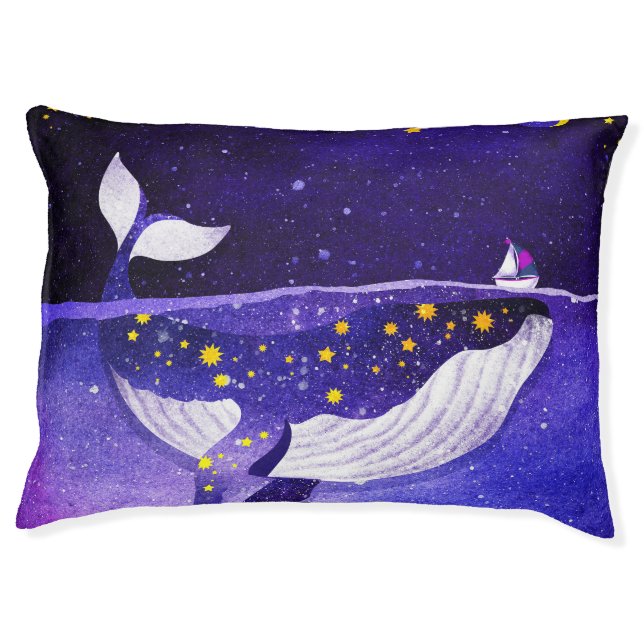 Magical Whale: Dark Ocean Night Pet Bed (Front)
