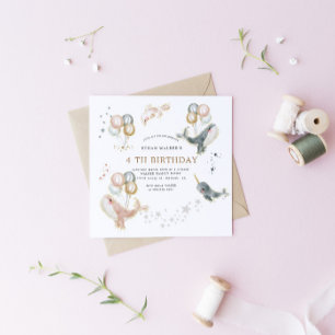 Magical Whales And Balloons Birthday Invitation