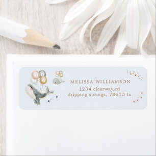 Magical Whales Balloons Stars Return Address Label