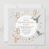 Magical whales virtual gender reveal party invite