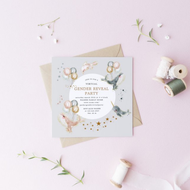 Magical Whales Virtual Gender Reveal Party Invite (Creator Uploaded)