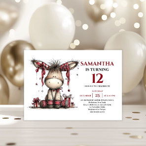 Magical whimsical animals donkey kids birthday invitation