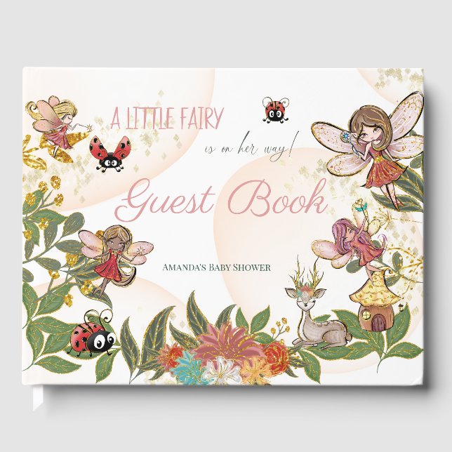 Magical Whimsical Enchanted Forest Fairy Ladybug Guest Book (Front)