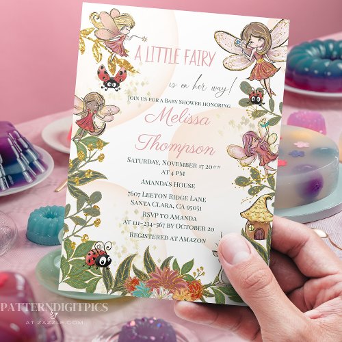 Magical Whimsical Enchanted Forest Fairy  Ladybug Invitation