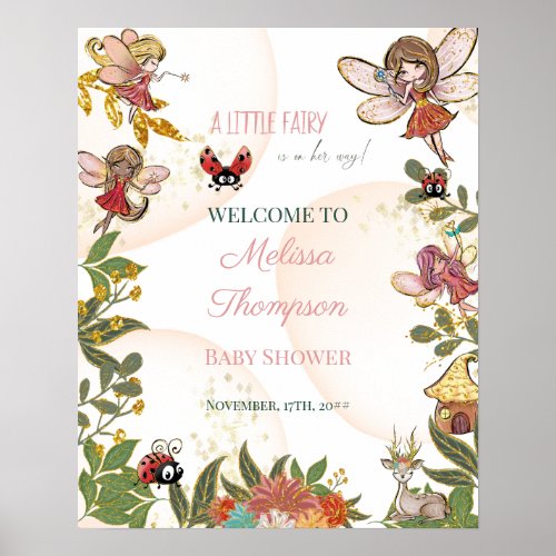 Magical Whimsical Enchanted Forest Fairy  Ladybug Poster