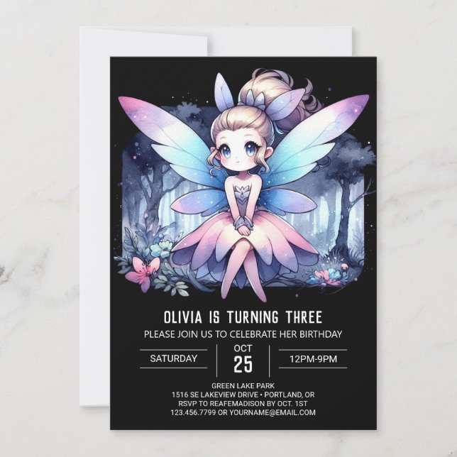 Magical Whimsical Fairy Birthday Invitation (Front)