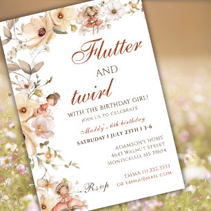 Magical Whimsical Fairy Floral Garden Birthday  Invitation
