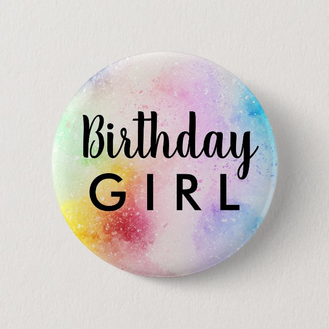 Magical Whimsical Fun Birthday Girl Party Gift Button (Front)