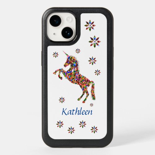 Magical Whimsical Unicorn Glitter Personalize  OtterBox iPhone 14 Case