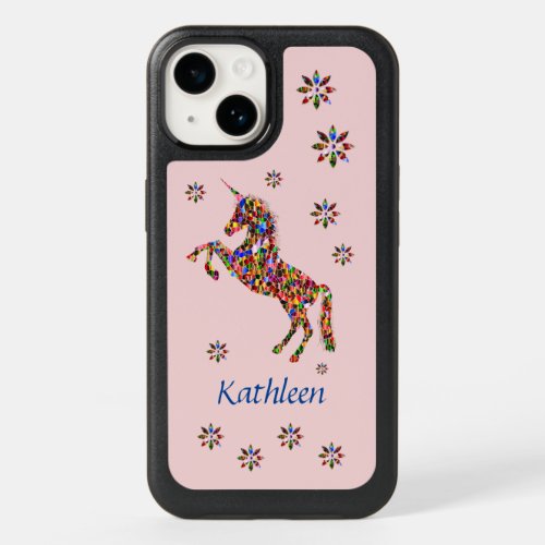Magical Whimsical Unicorn Pink Personalize OtterBox iPhone 14 Case