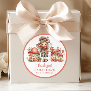 Magical Whimsy Fairy Floral Birthday Thank You Classic Round Sticker