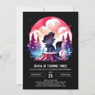 Magical Whimsy Wolf Birthday Invitation