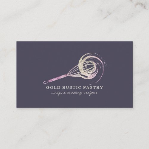 Magical Whisk Bakery rustic Pastry Chef purple Business Card
